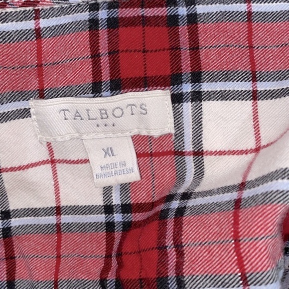 Talbots red plaid button down shirt size XLarge cotton blend - Picture 7 of 10